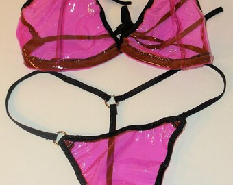 Asian girl stock Pvc bikini see thru